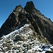 Gipfelkopf links: steiles Grascouloir zum Absteigen