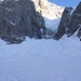 Blick auf das oberste Gletscherbecken des Glacier de Freney, rechts im Schatten die Gruberfelsen