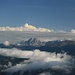 Blick übers Pustertal zu den Dolomiten; in der Mitte der Peitlerkofel