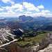 Alpe di Cisles und Grodnertal, Sella, Langkofel-Plattkofel und Rosengarten im Hintergrund.