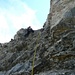 Erstaunlich fester Fels und neue BH in der Kletterstufe oberhalb des grossen Schuttbandes
