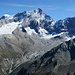 Blick vom Col du Pigne 3141m auf Bishorn 4153m, Weißhorn 3506m und Schalihorn 3975m