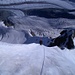 Aufstieg durchs steile Eis des oberen Firngrates