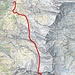 Passo di Redòrta - Capanna Sovèltra (il percorso tracciato è approssimativo, dacché non esiste traccia sulle cartine; come detto, comunque, esso è superlativamente segnalato).