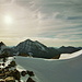 Fernsicht vom Sackhorngipfel nach Westen bis zum Mont Blanc.