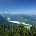 Blick über den Sylvensteinsee zu den Ammergauer  Alpen