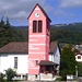 der rosarote Kirchturm (eigens für diesen Anlass angemalt!)