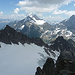Der Obertalgletscher unser Abstieg, dahinter NW-Grat Sustenlochspitz, ganz hinten Stucklistock und rechts daneben Chli Sustenhorn und Sustenhorn