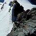 Zweite Kletterpassage am Spallagrat, darunter die Aufstiegsspur