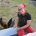 Gleckstein-Hühner die gerne gefüttert werden mit Kuchen-Brösmeli