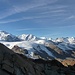 Monte Rosa - mit Signalkuppe, Nordend und Dufourspitze, , Lisskamm, Castor, Pollux, Schwarzfluh, Breithorn Klein-Matterhorn (v.li.)
