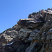 Der Gipfelaufbau der Dreiländerspitze. Klettern im zweiten Grad und leichter.