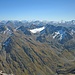 Blick über's Fasúltal: Schönbleisköpfe, Karkopf; im Hintergrund schaut man bis in die Ötztaler Alpen.