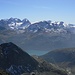 In basso Julierpass, in fondo a sinistra il gruppo del Bernina.