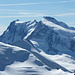 Monte Rosa Massiv mit Signalkuppe, Zumstein Spitze, Nordend rechts dahinter die Dufourspitze