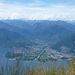 Blick auf Maggiamündung. links Ascona, rechts Locarno