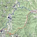 Rosso itinerario di andata (6,55 km 846 m), in blu il ritorno (7,45 km 152 m)