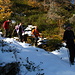 da sinistra: Marco,Barbara,Andrea e Giuseppe. Pestiamo neve illibata situata sul sentiero