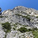 Exnerturm oder Torre Exner, 2494 m,mit die legendare Hangebrucke und Sass de Masores Occidentale,2560m.