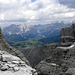 Gerollmulde auf einer Hohe von 2800m ins Val di Tita, mit zoom nach Fanes Dolomiten, mit Lavarella , Conturines und die Tofanen.