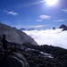 Blick über das Nebelmeer gegen Disgrazia und die Berninagruppe
