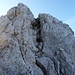 Abklettern vom Gipfel durch den Kamin