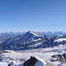 Blick vom Nordend auf Weisshorn, Dom, Täschhorn, die Berner Alpen, Rimpfisch- Allalin- und Strahlhorn sowie Fletsch- Laggin- und Weismies