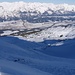Blick über die Aufstiegsroute zum Skigebiet Glungezer