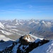 Weites Bergland vom höchsten Schweizer Berg aus gesehen.