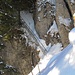 Abstieg über eine schneebedeckte Leiter zum Türlistock.