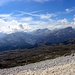 Blick Richtung Sud, v.l.n.r Die Tofanen, Pareispitze(2794m) mit Cime di Fanis im Hintergrund, Conturines(3064m) und Lavarella(3055m), Neuner(2968m) und Zehner(3023m).