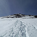 steiler Aufstieg im Schnee zum Ras N'Ouanoukrim 4083m, der Gipfel ist von hier jedoch noch nicht zu sehen