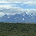 Letzter Blick aus dem Bus auf die Berge des Torres del Paine Massivs