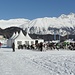 Kontraste: Am Morgen Skitour auf den Piz Muragl (Bildrand rechts), am Nachmittag Besuch bei der High Society am White Turf Spektaktel.