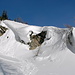 oberhalb  P.1817 ( Ski-Aufstieg und meine Schneeschuh-Spur)