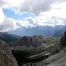 Ruckblick ins Val delle Baracche, mit Pale di Misurina im Vordergrund und Marmarole im Hintergrund.