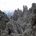 Im Abstieg von Cristallino di Misurina, mit Campanile Dibona.