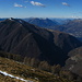 da sinistra: il monte San Primo - il Sasso Gordona - il monte Generoso - monte Crocione - Tremezzo e Calbiga - in primo piano il monte Muggio