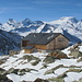 Almagellerhütte, dahinter Strahl-, Rimpfisch- und Allalinhorn