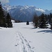 Voltandomi vedo le mie tracce... spero che saranno utili a qualcuno, almeno in questo primo tratto sono riuscito a seguire i paletti segnavia