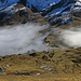 Aufstieg zum Lauberhorn, unten in den Nebelschwaden die Kleine Scheidegg