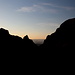 Im Chisos Basin - Blick vom Window View Trail im Abendlicht zu "The Window".
