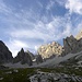 Im Abstieg von Rifugio Giussani, 2580m, im wunderschonen Valon de Tofana, Tofana di Mezzo im Bildmitte.