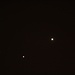 Foto vom Vorabend der Tessinertour: Venus und Jupiter stehen zur Zeit scheinbar nahe zusammen was aber in Wirklichkeit nicht ist, denn die Venus kreist innerhalb der Erdbahn um die Sonne, Jupiter dagegen weit ausserhalb.