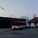 Morgenstimmung am Bahnhof Vitznau: "unser" Triebwagen verlasst das Depot.<br />Das Buochserhorn ist bereits von der Sonne angestrahlt.