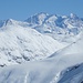 Sicht ins Berninagebiet mit Piz Bernina und Piz Rosatsch