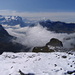Ausblick vom namen- und höhenlosen Gipfel auf ca. 2600 müM zwischen Graustock und Schafberg nach WSW.