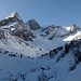 rechts das an Gipfelhöhe unbedeutende Goldkappl(2793m), ein Kletterberg