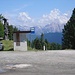Blick vom Parkplatz Pe de Börz zu den Sextner Dolomiten