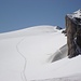 Unsere neue Spur im Neuschnee auf dem Gletscher des Diablerets